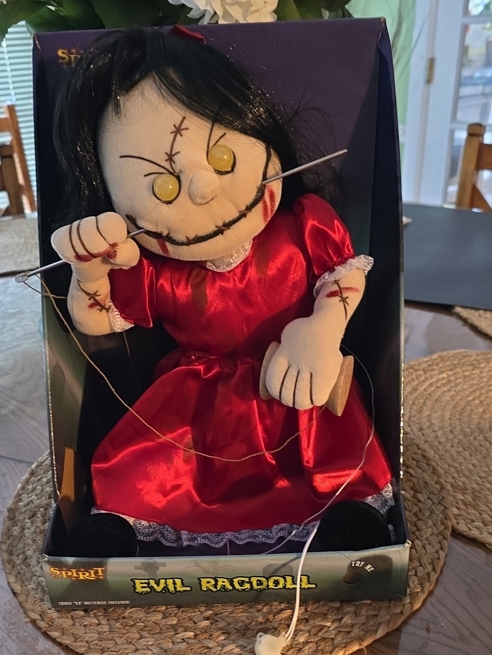 Spirit Halloween Evil Ragdoll Animatronic Sound-Activated Doll